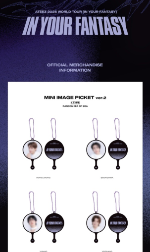 официален кпоп мърч ATEEZ - 2025 WORLD TOUR [IN YOUR FANTASY] IN INCHEON OFFICIAL MD : MINI IMAGE PICKET VER.2 (Random)  PRE-ORDER